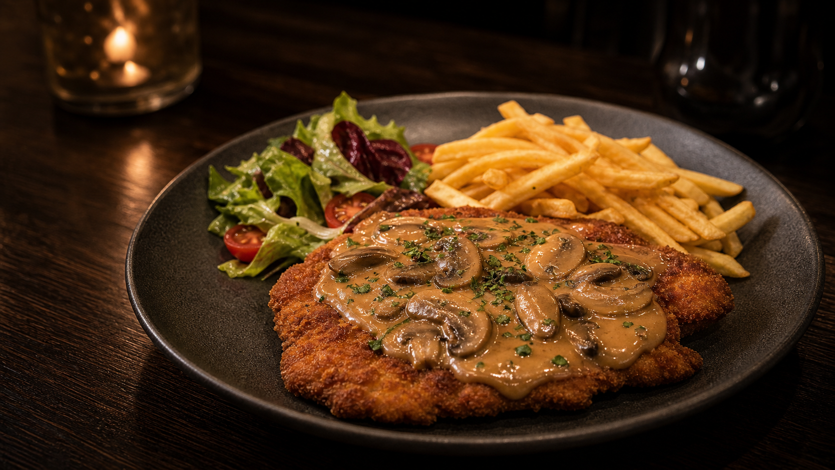 Jägerschnitzel bei VIVO! Santa Ponsa